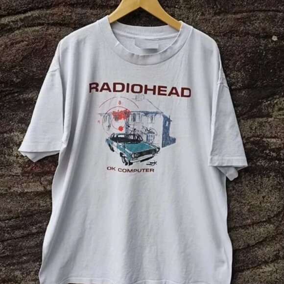 Tops - Radiohead Tour 97 Ok Computer Retro White Unisex T shirt